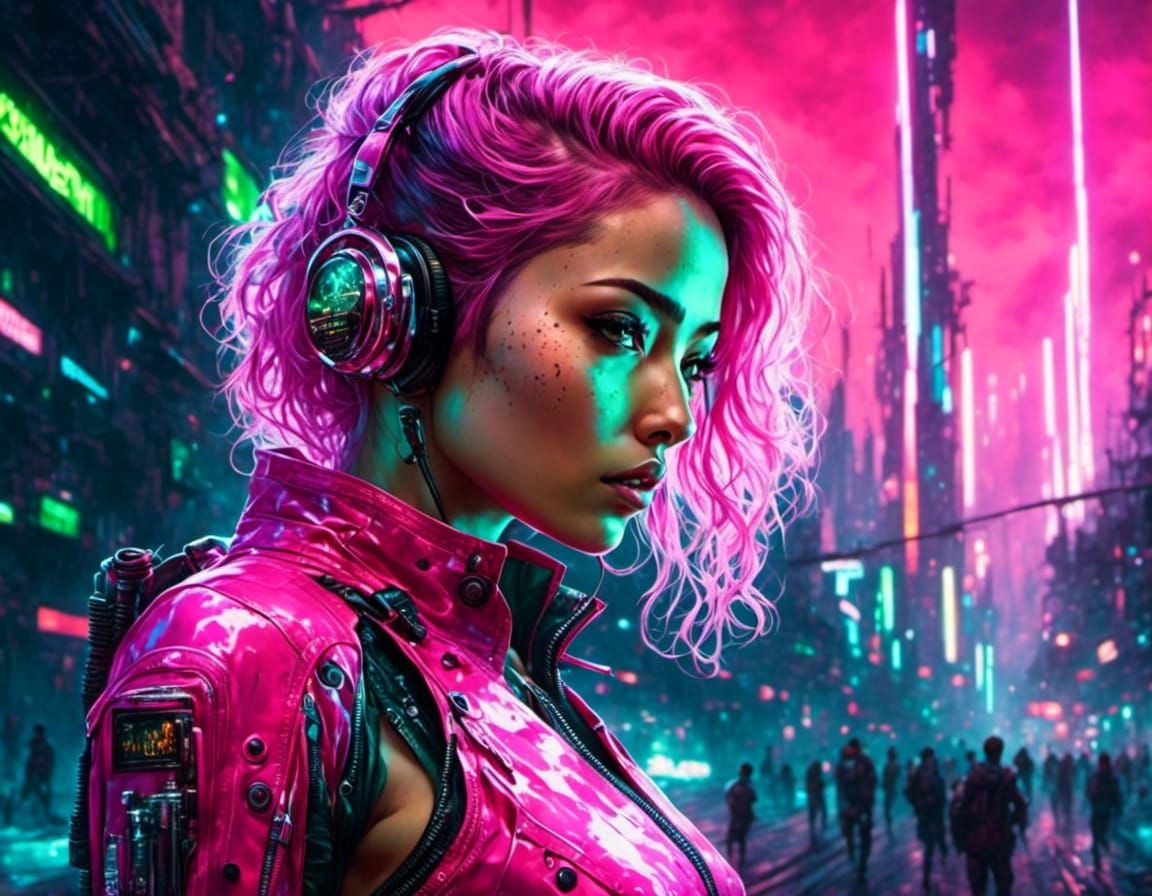 Edgy Cyberpunk Geekette in Sparkling Colors
