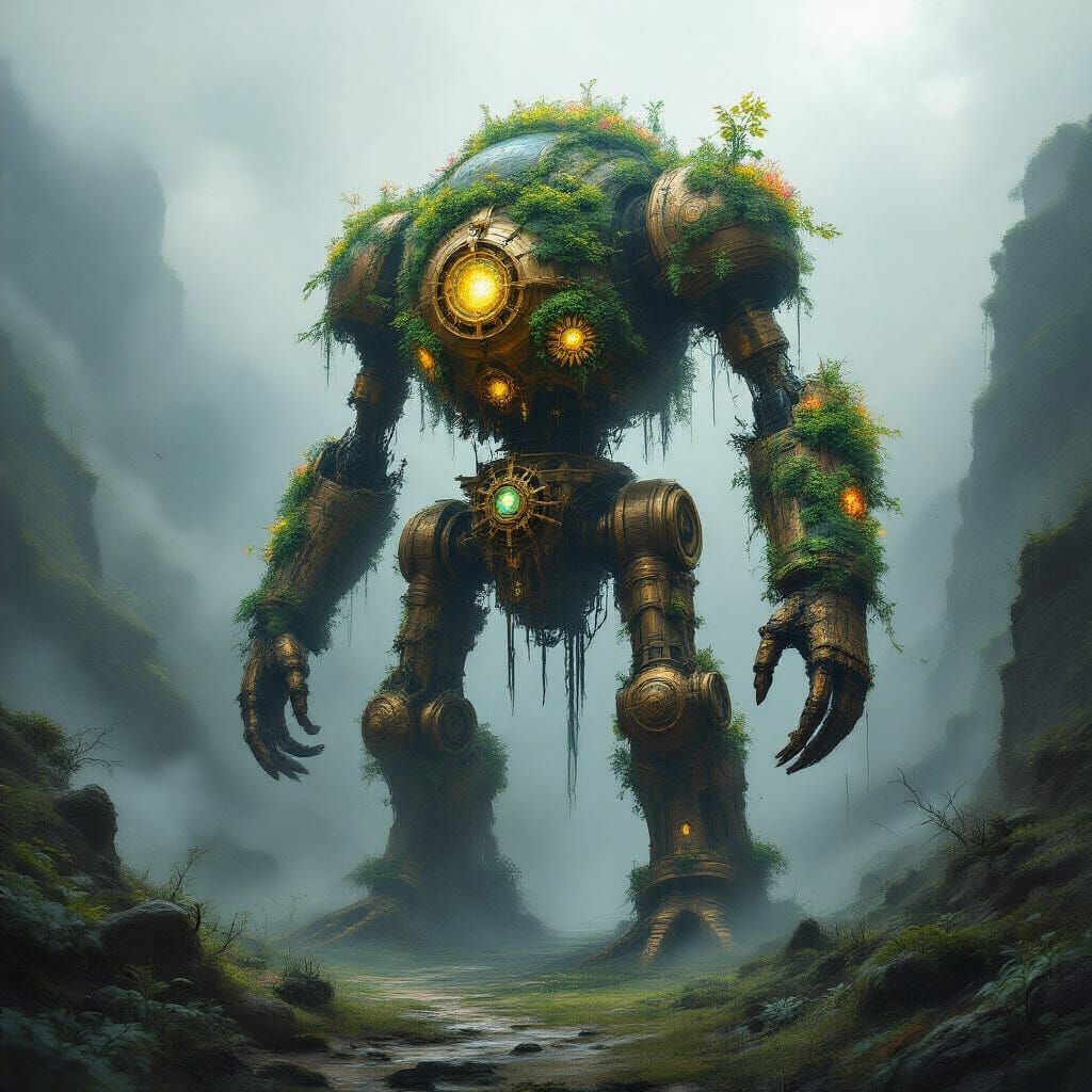 Colossal Automaton in Bioluminescent Valley