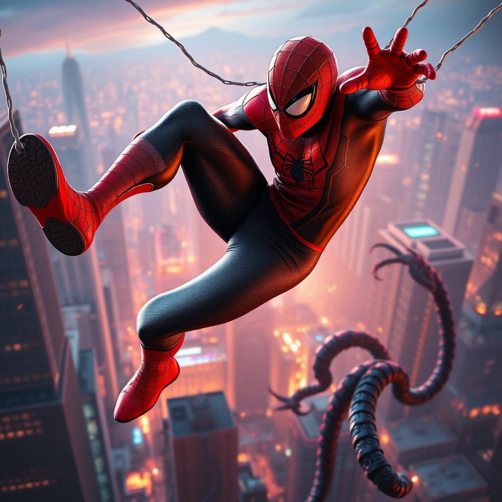 Spider-Man Takes Down Venom in Mid-Air