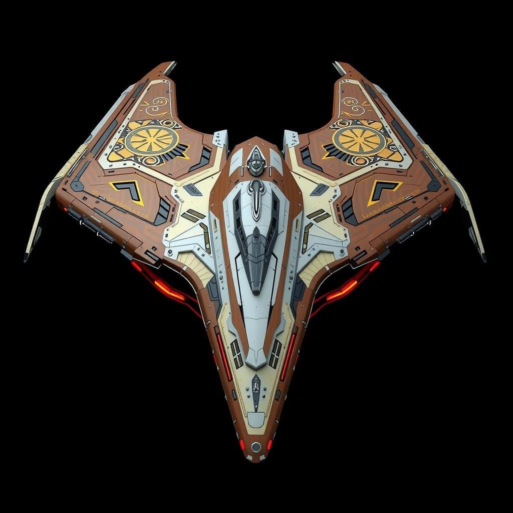 Ancient Futuristic Cyberpunk Trireme Spaceship in Dark Metal...