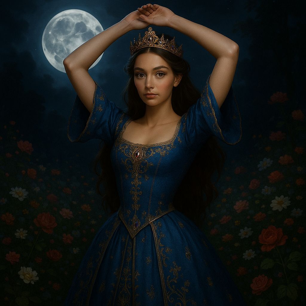 CGI Princess Poses in Moonlight Flower Garden