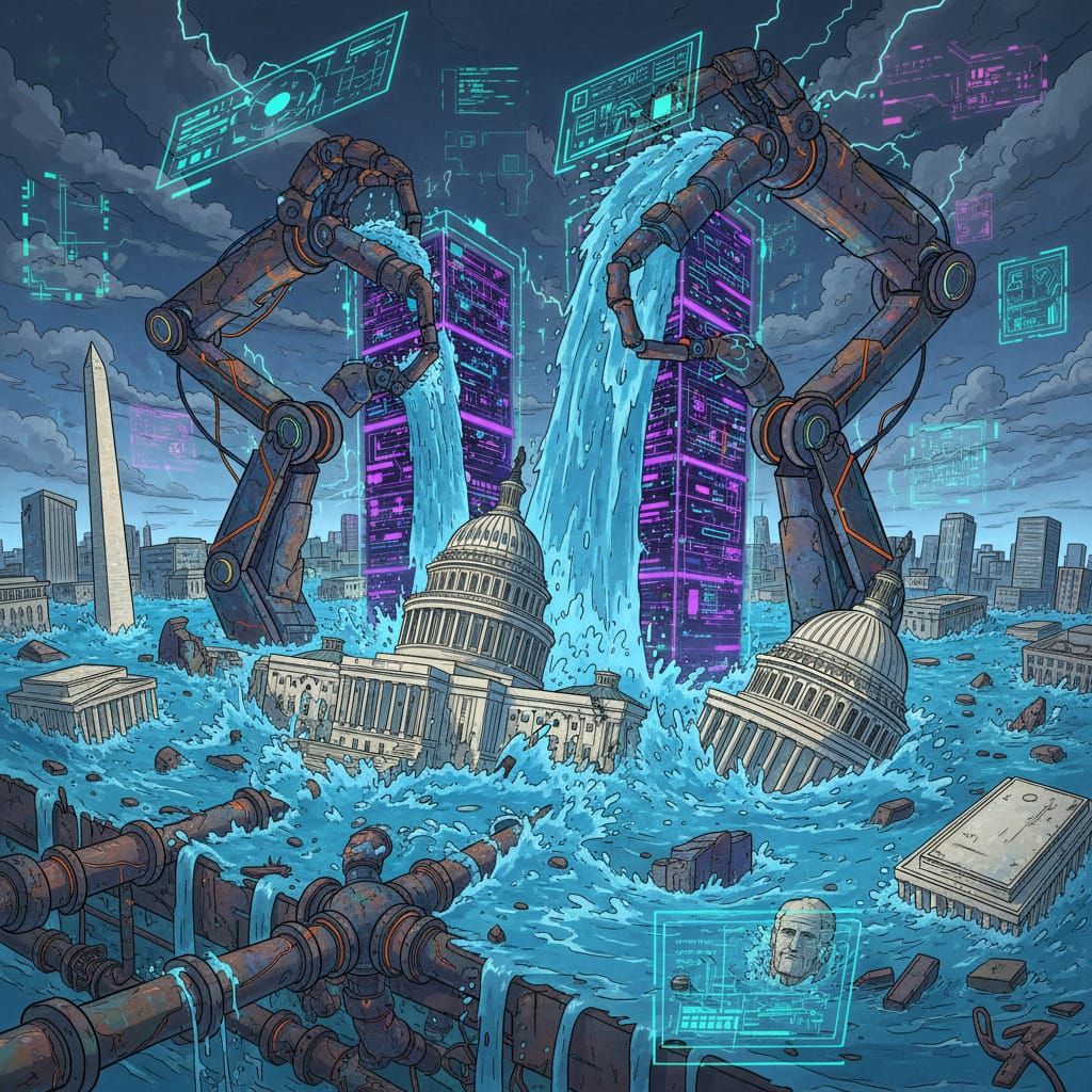 Cartoon Robots Flood Washington DC Water System