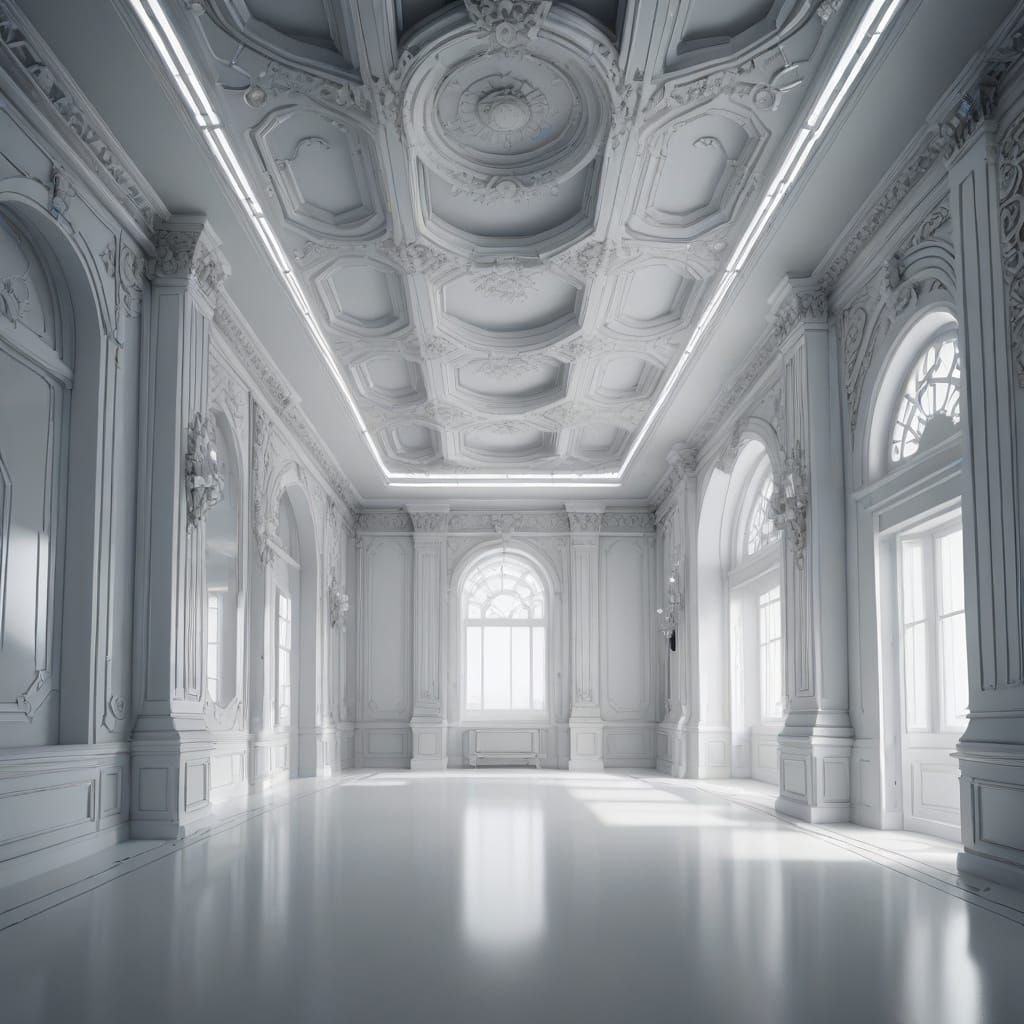 Futuristic White Room in Reductionist Design