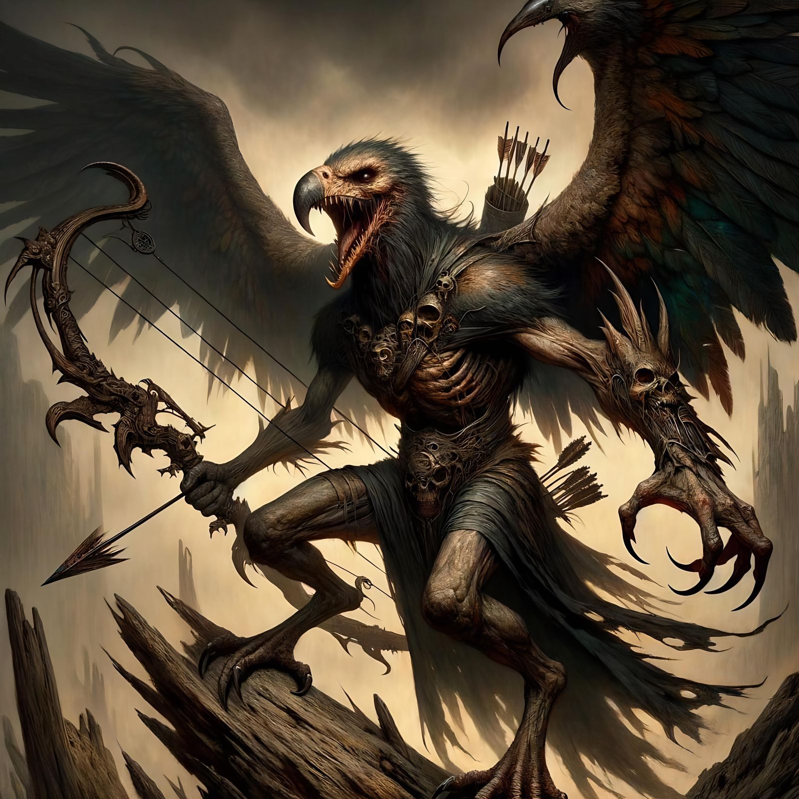 Menacing Marrash Beast with Vulture Wings and Jackal Head