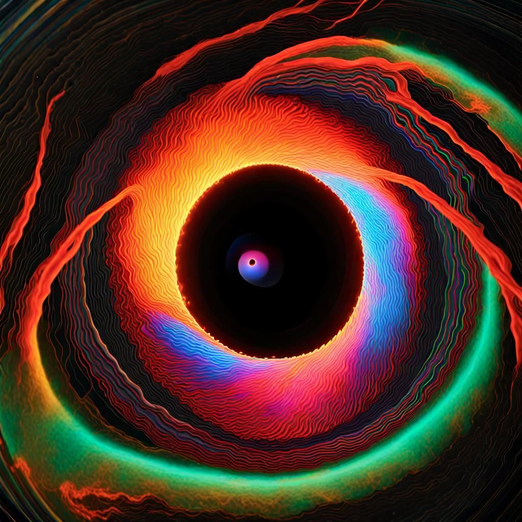 Black Hole Absorbing Neutron Star in Neon Colors