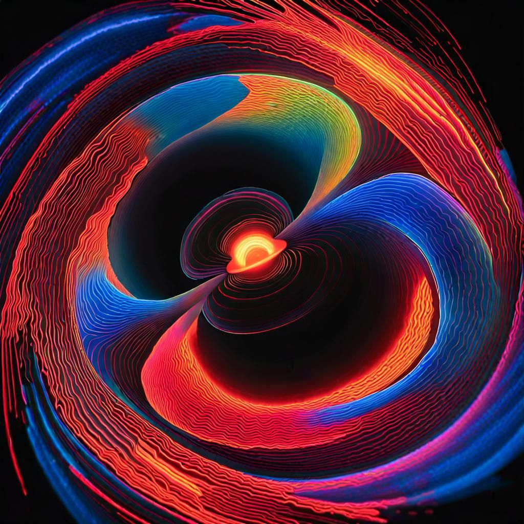 Black Hole Absorbing Neutron Star in Neon Colors