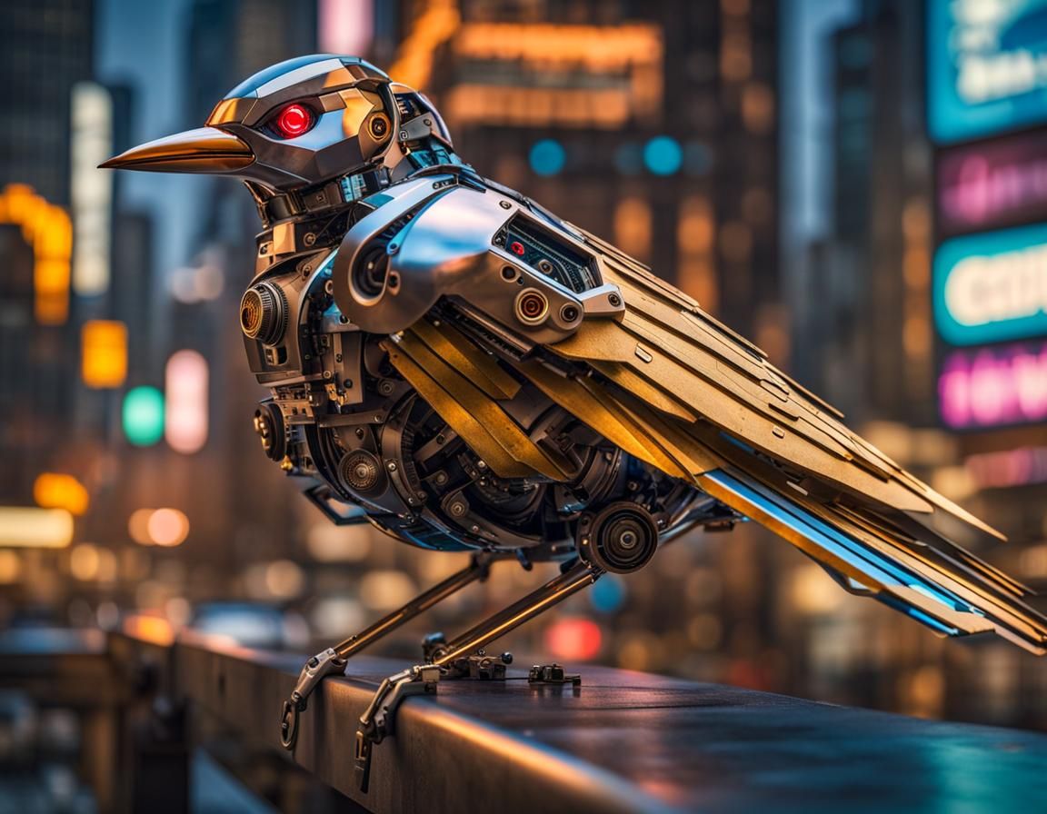 Mechanical bird in the city