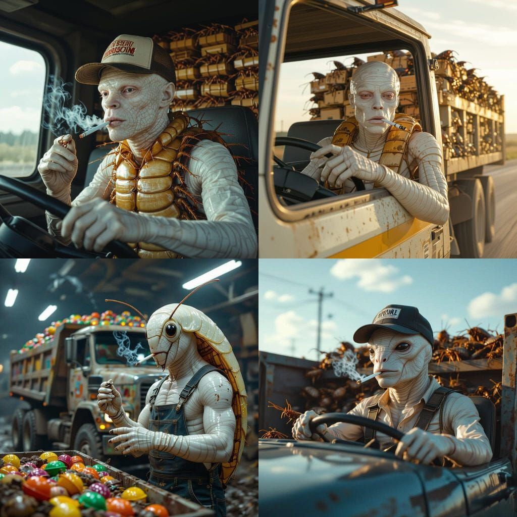 Albino Cockroach Drives Dump Truck With Roach Traps