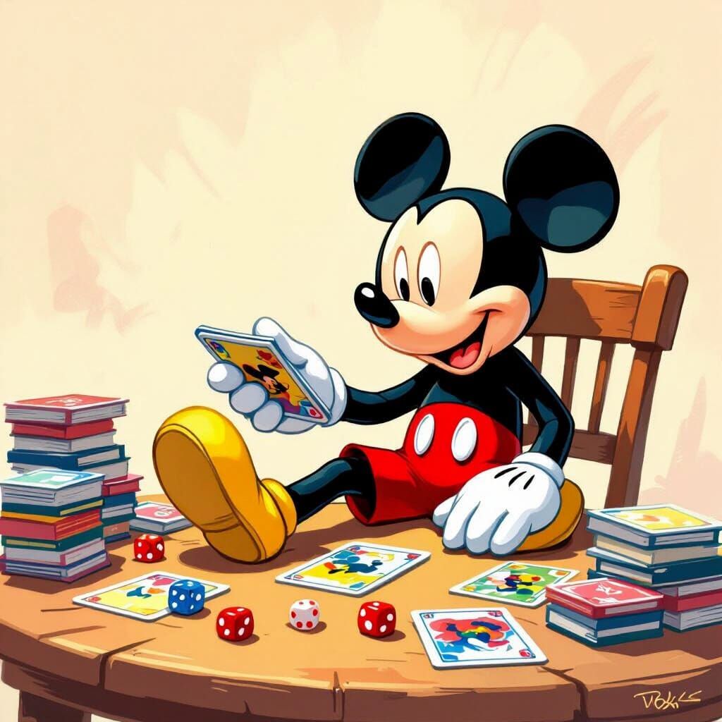 Mickey Mouse Plays Disney Lorcana in Whimsical Style