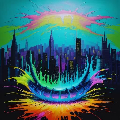 Rainbow Serpent Graffiti Art in Urban Fantasy Style