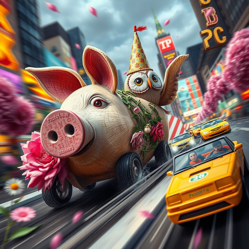 Hyperrealistic Birthday Celebration with Race Cars and Flowe...