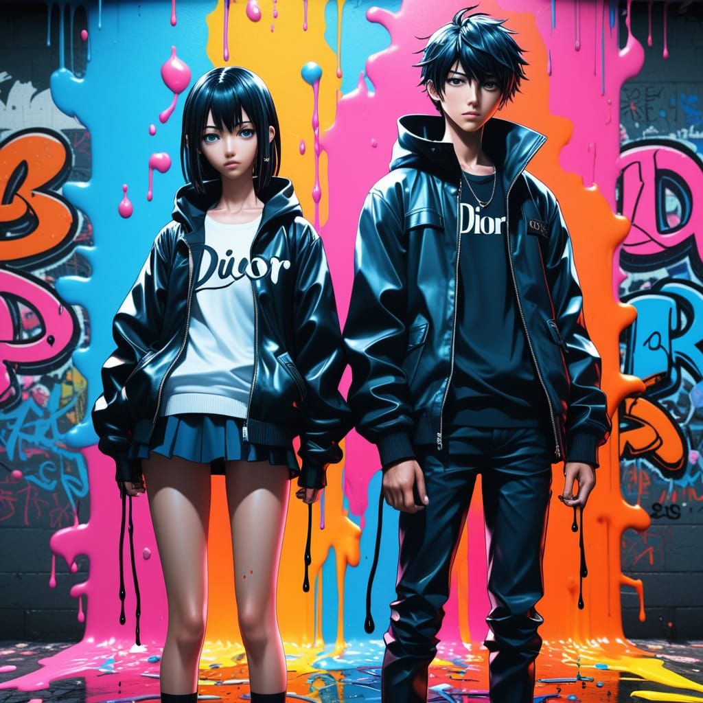 Hyperrealistic Anime Art: MK and Dior in Vibrant Colors