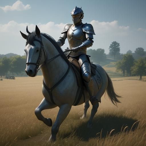 Armored Knights on Horseback in a Field