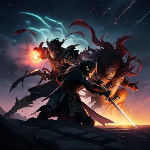 Epic Anime Battle Over Dark Lake