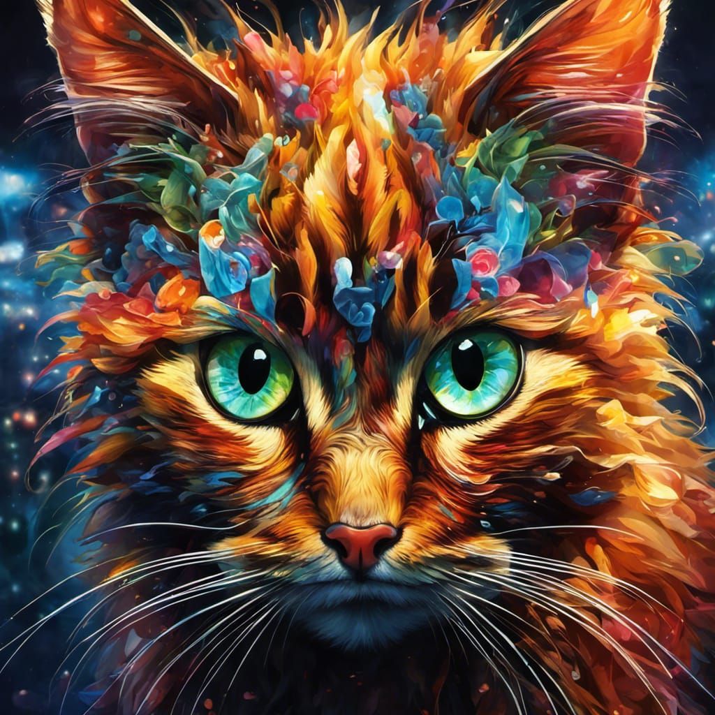 Anime Cat Sculpture Made of Recycled Materials