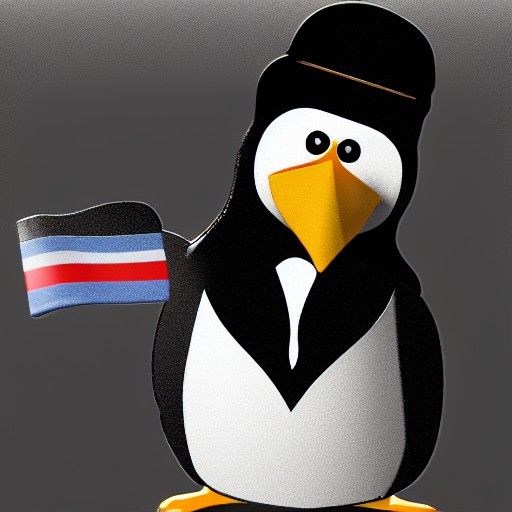 Penguin with Russian Hat and Machine Gun