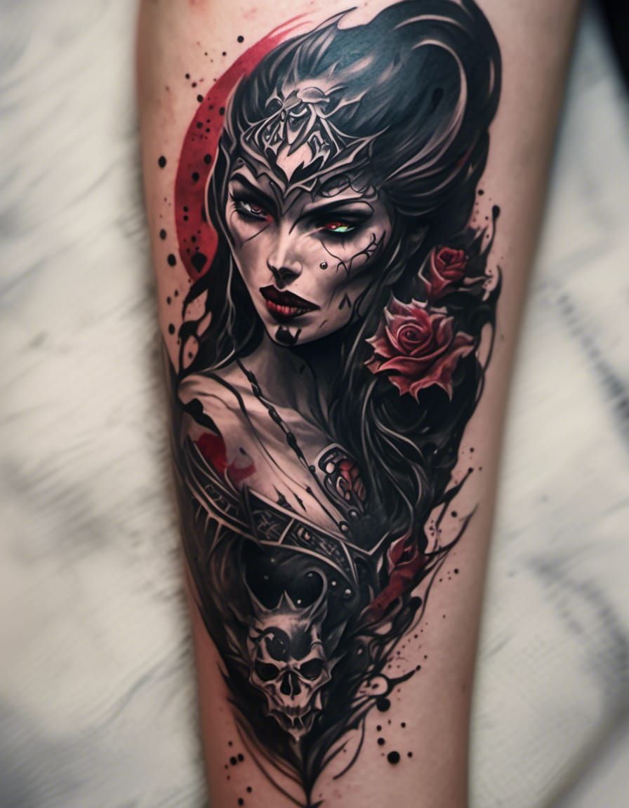 Vampire Tattoo on Arm, Professional Photography Style