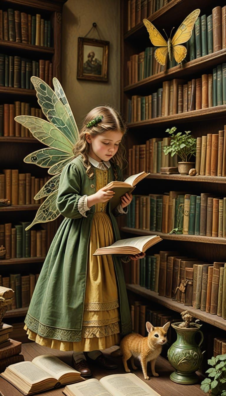 In a forgotten library, a 'Dust Fairy' flits between the tow...