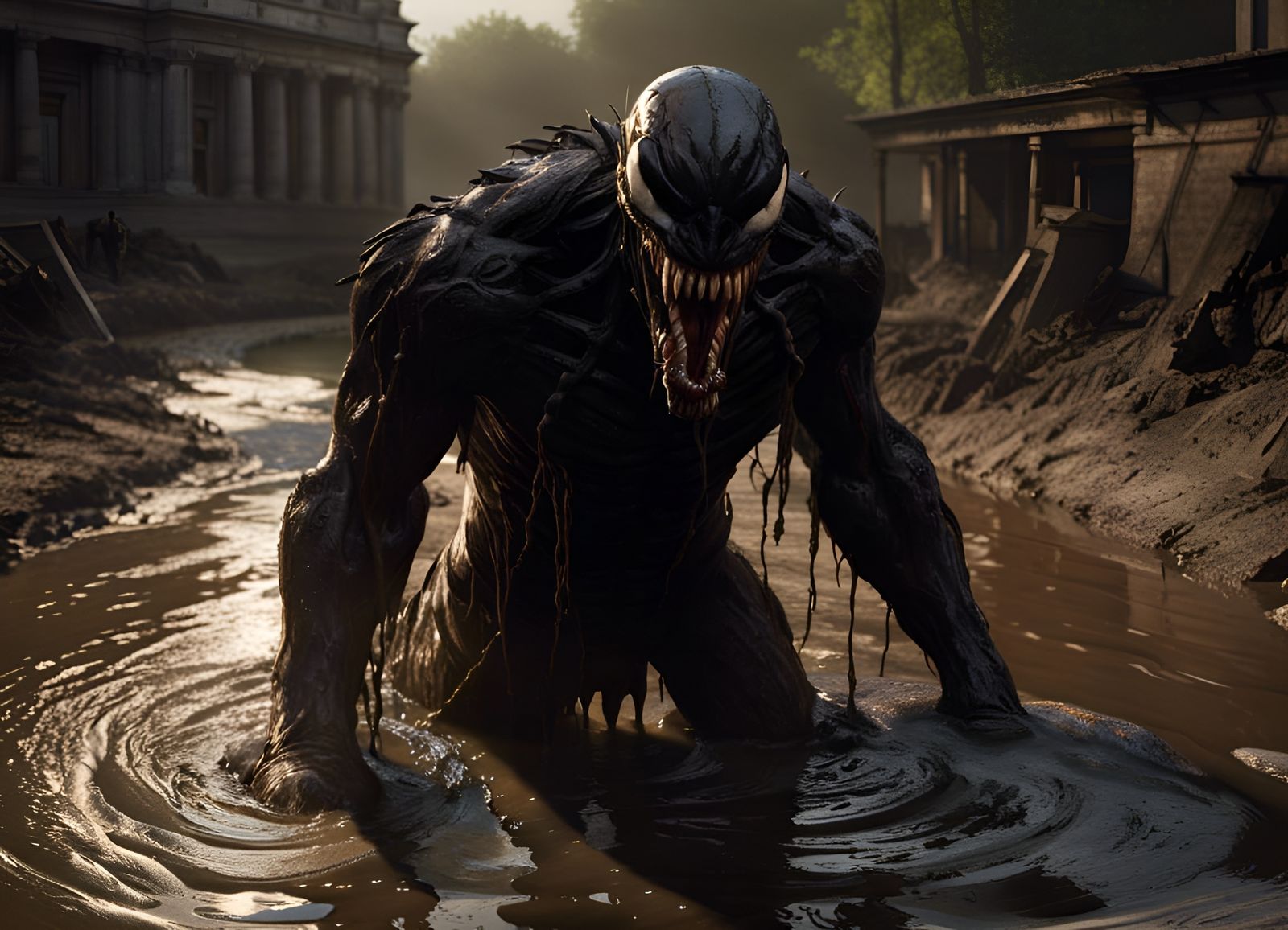 Venom as Mud Monster, Matte Painting Concept Art