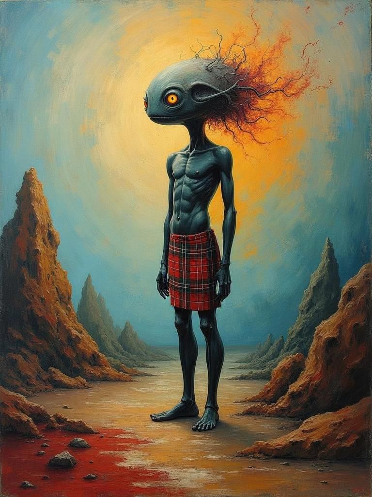 Alien in Kilt: A Surreal Vision