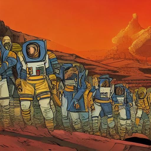 Astronaut on Red Planet in Fantastical Webtoon Panel