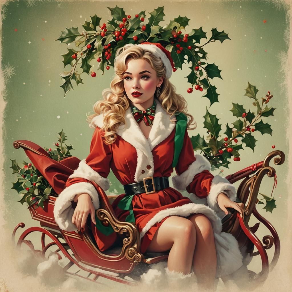 Sabrina Carpenter as Vintage Mrs Claus Pin-Up