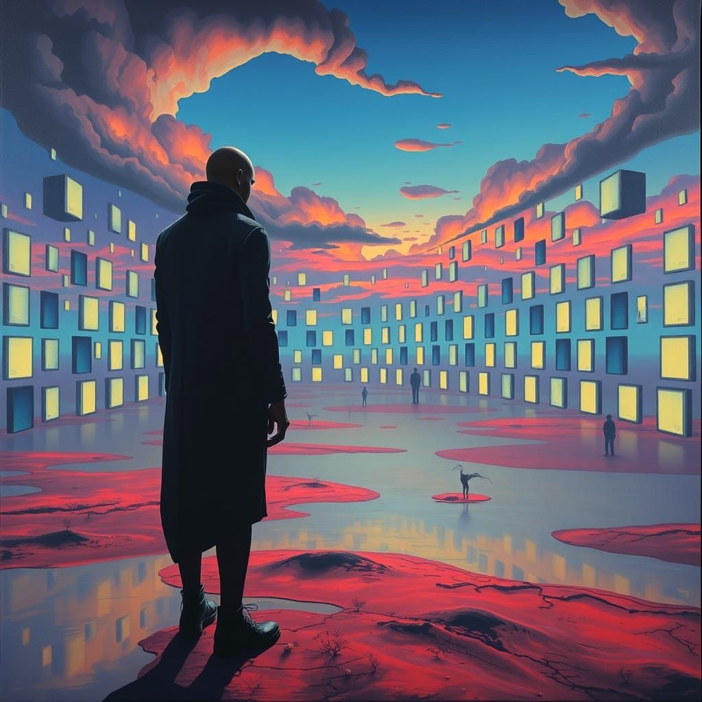 Surreal Thousand Windows Landscape in Dali Style
