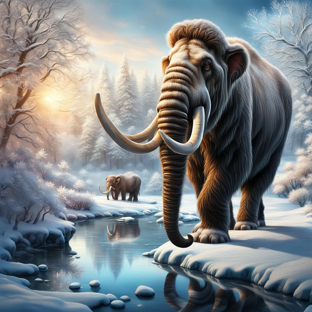 Woolly Mammoth in Crystal Art Style