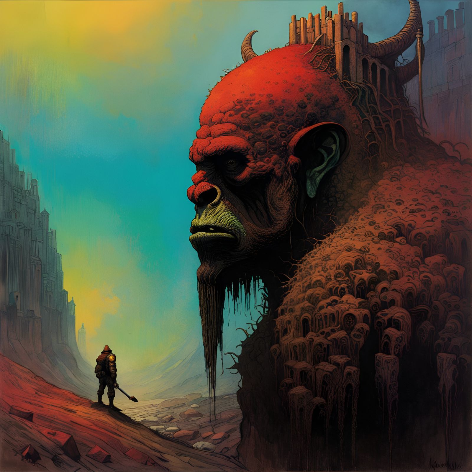 Orc Warrior Art in Surreal Graphic Style