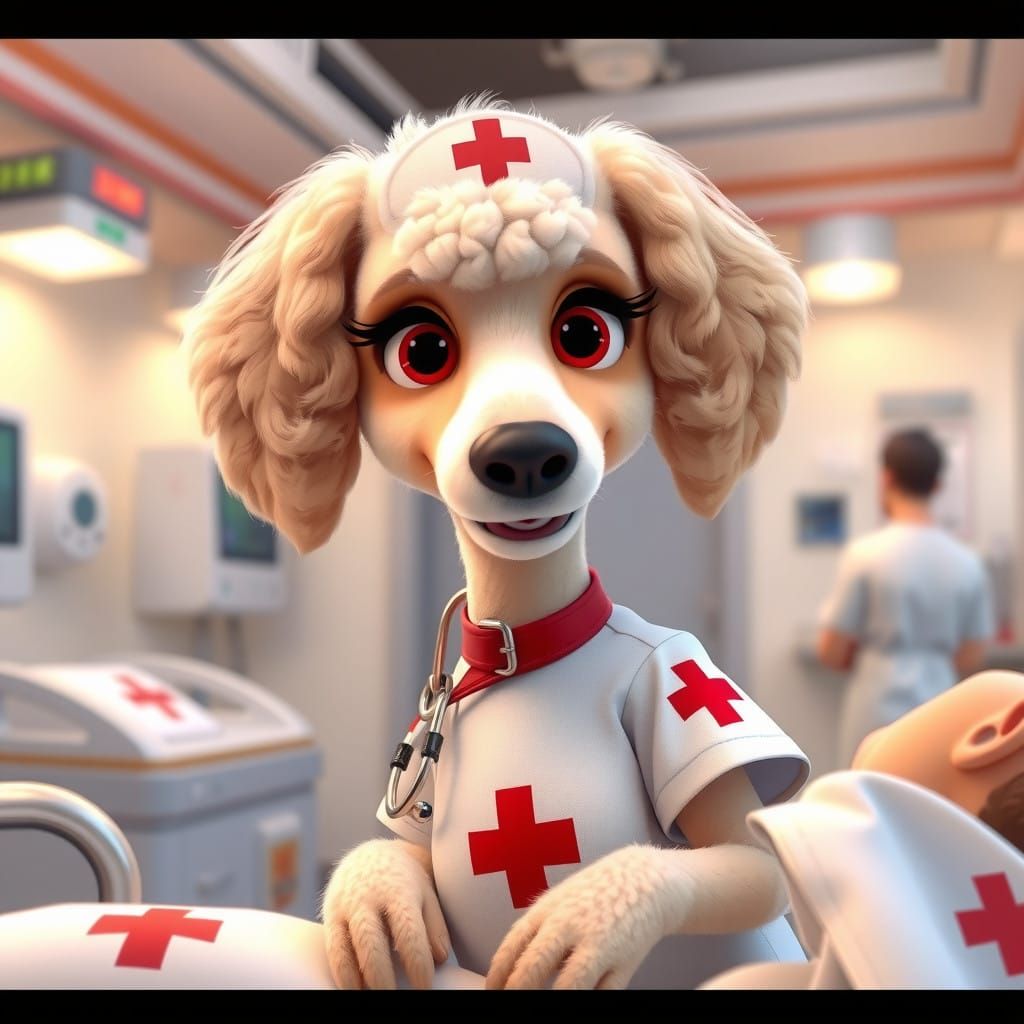 Nurse Poodle Offers Tender Care