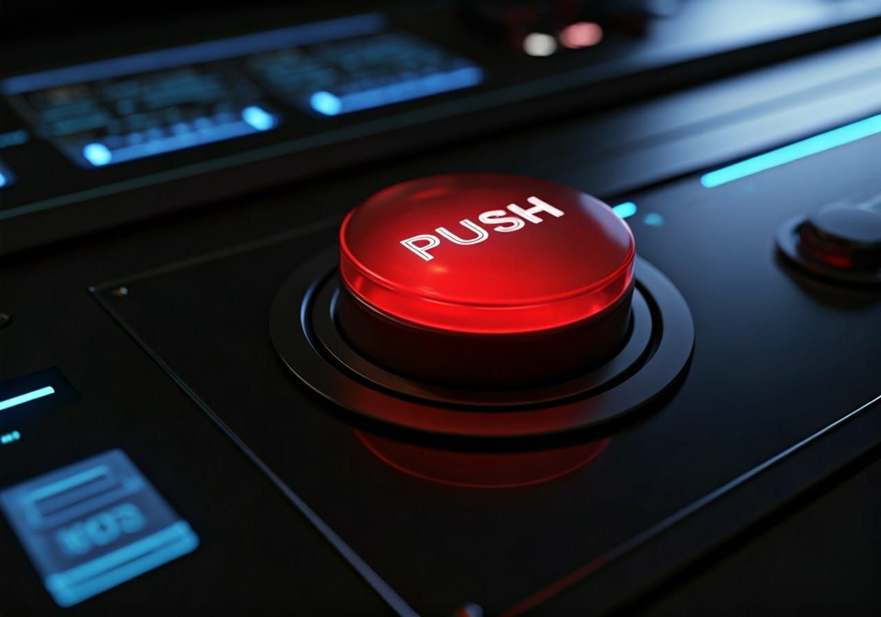 Futuristic Control Panel with Glowing Crimson Button