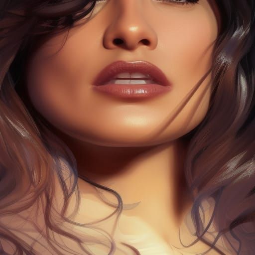 Salma Hayek Portrait in Hyperdetailed Art Nouveau Style
