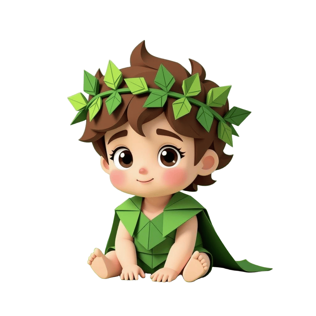 Baby Zeus Lost in Origami Landscape