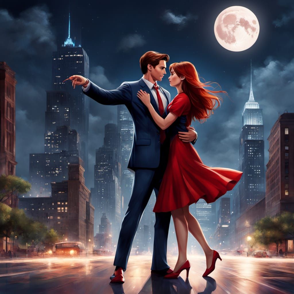 Mary Jane Watson Dances with Peter Parker Under Moonlight