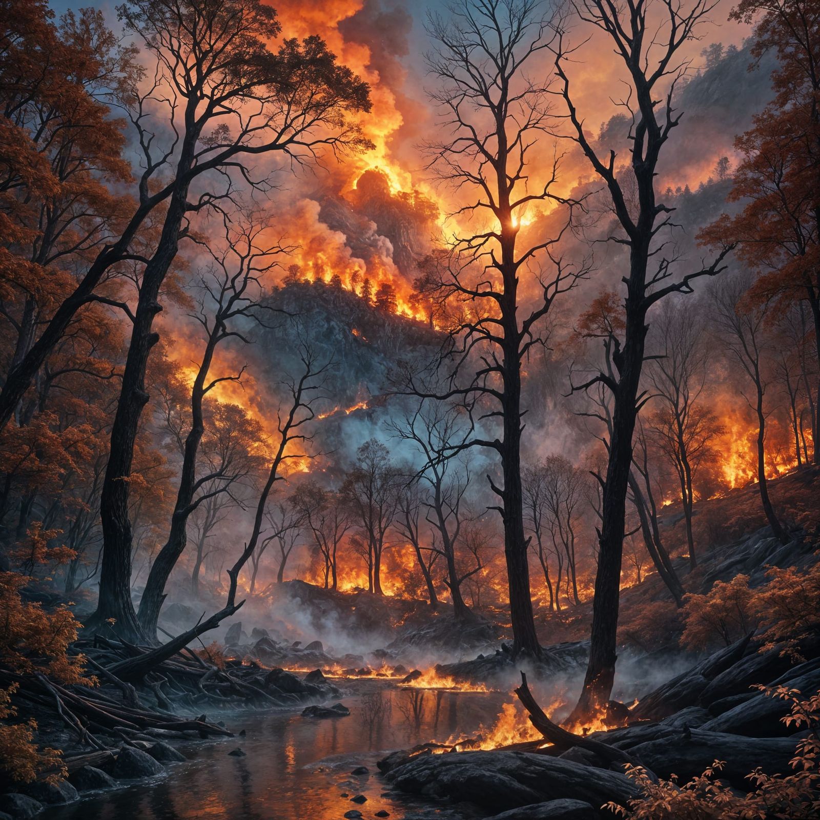Smoky Mountains Ablaze: A Fantasy Concept Art