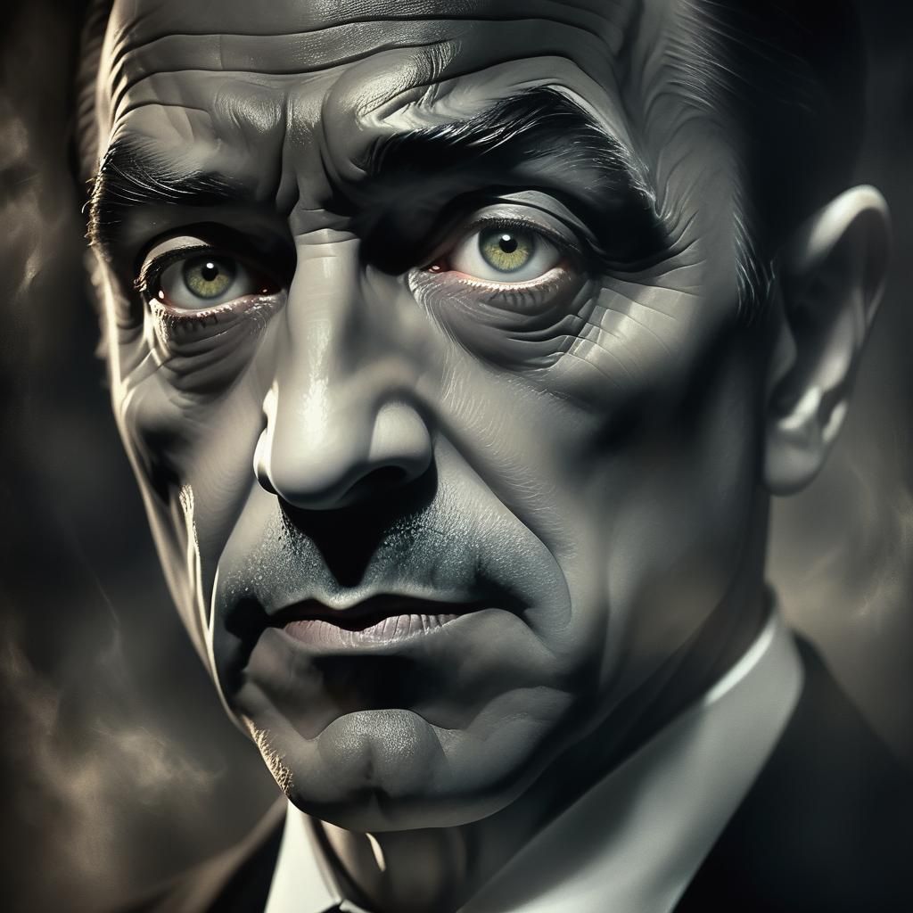 Bela Lugosi Portrait in Film Noir Style