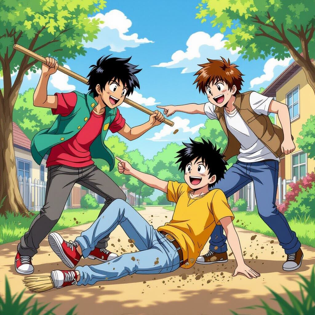 Boys' Mischief: Manga-Style Prank Gone Wrong