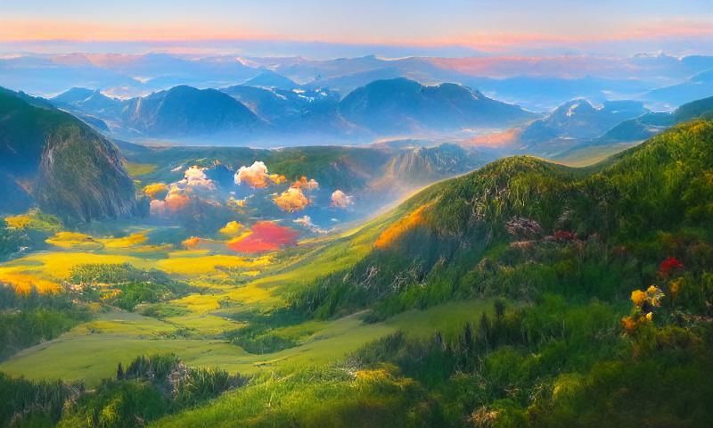 Vast Prairie Vista with Wild Red Flowers
