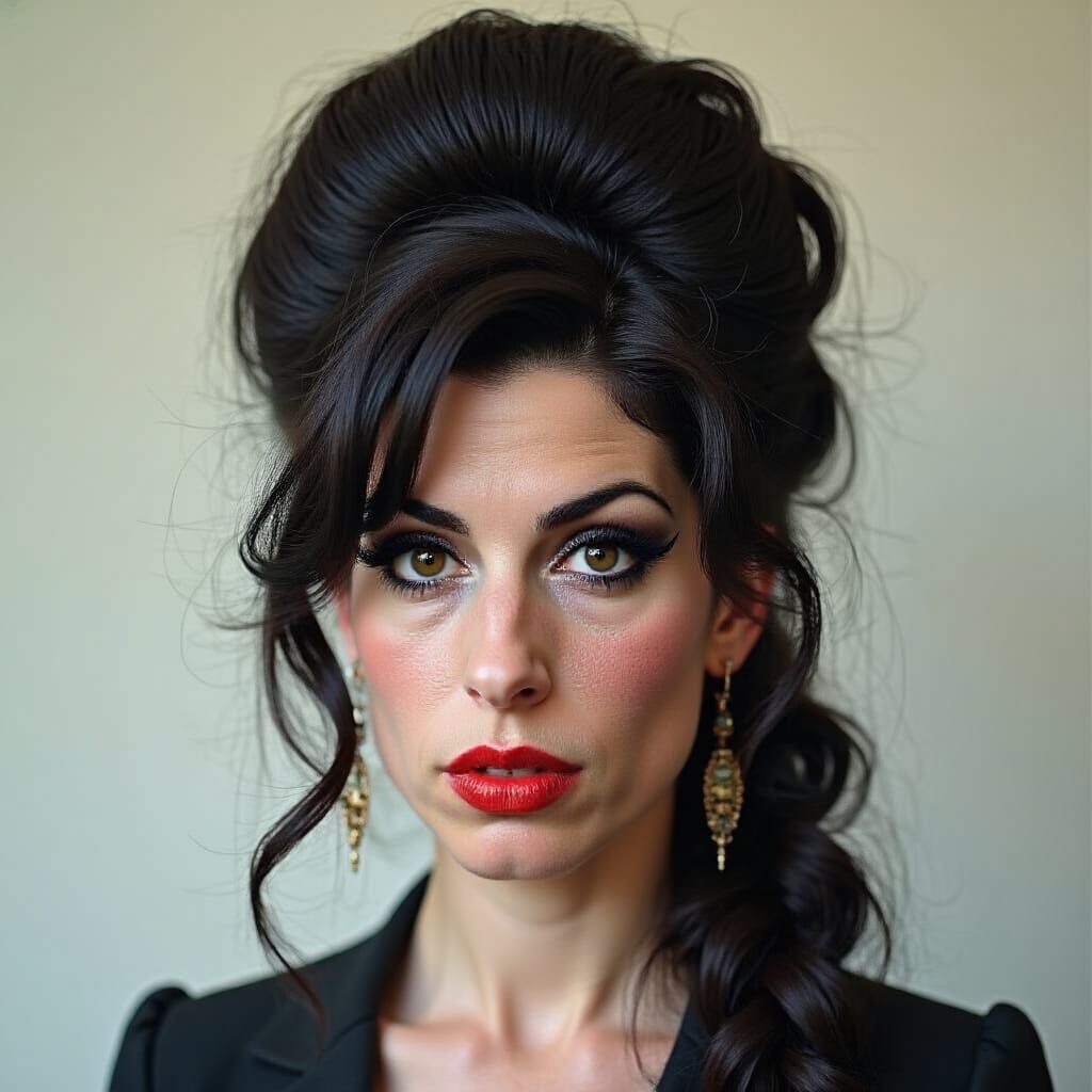 Photo-Realistic Portrait of Singer with Beehive Hairstyle