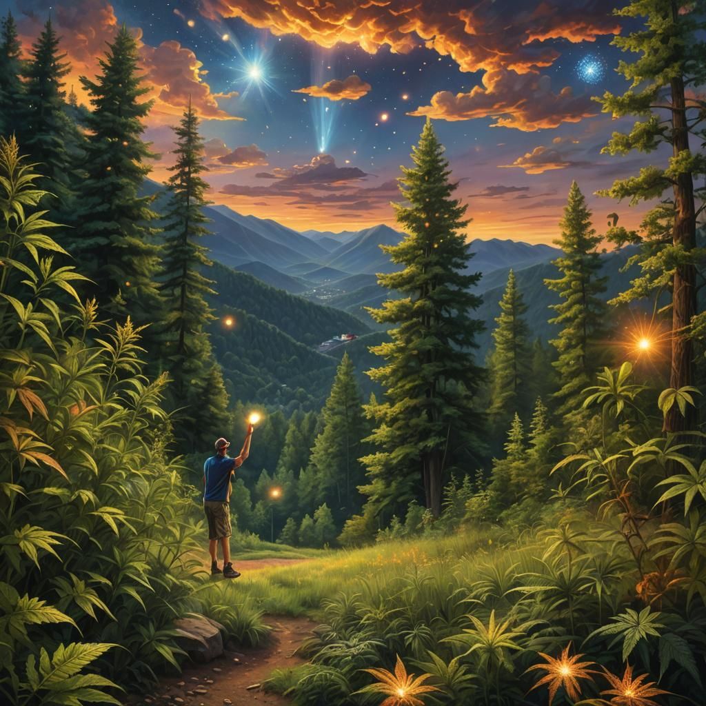 Disc Golfer in Gatlinburg with Marijuana Plants