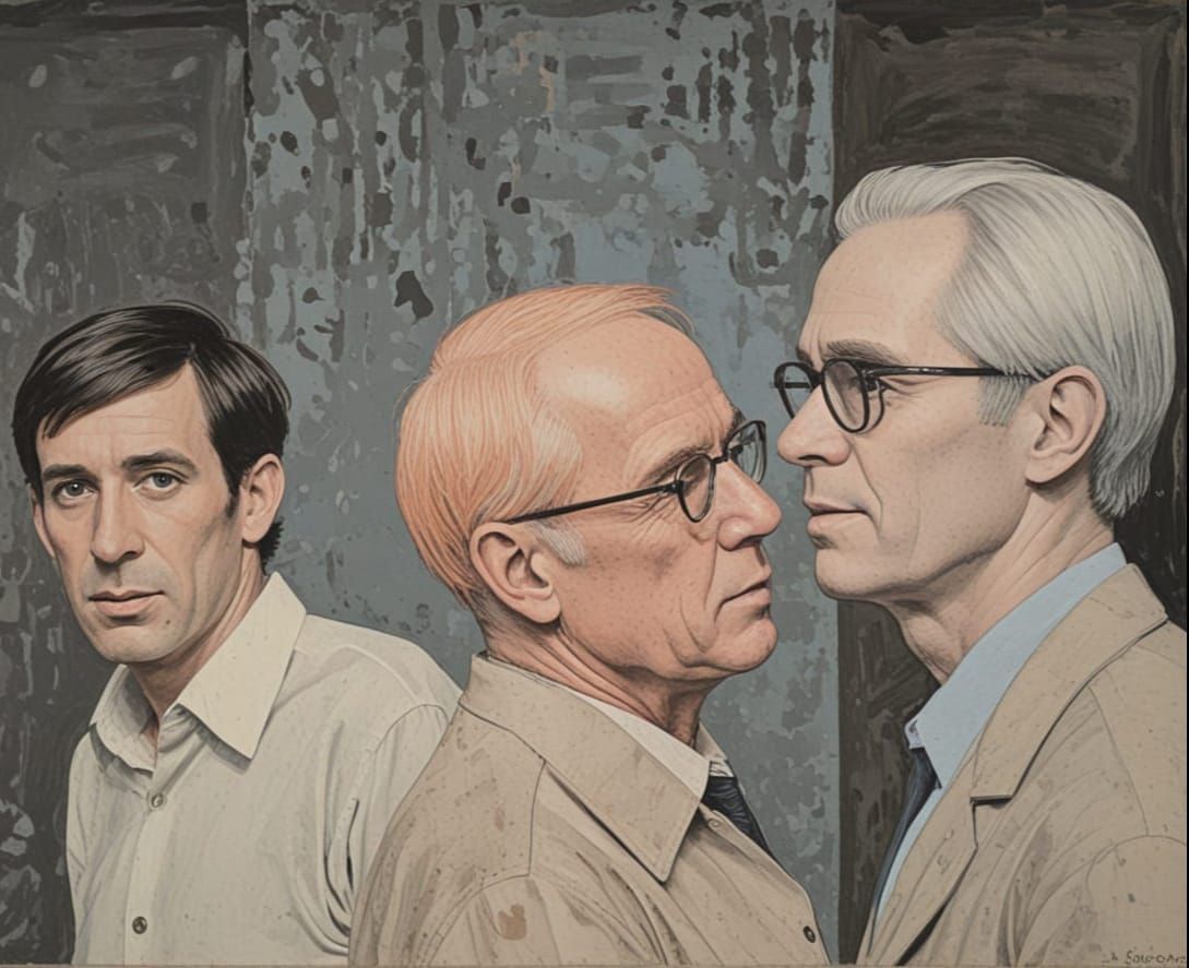 Modern Abstract Double Portrait Painting