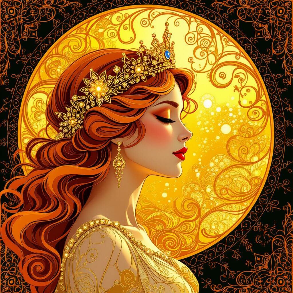Queen of Honey Digital Art in Golden Hues