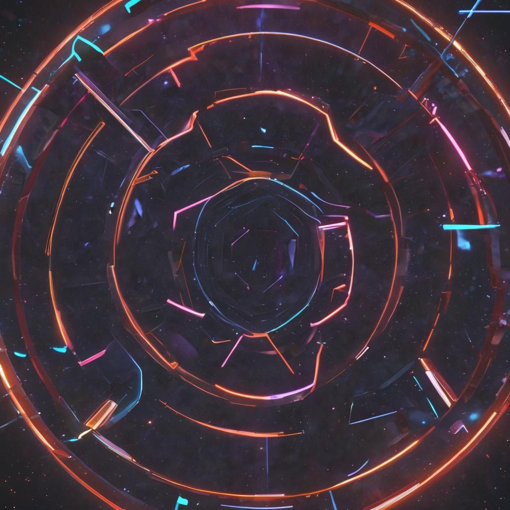 Futuristic Neon Geometric Portal in Space