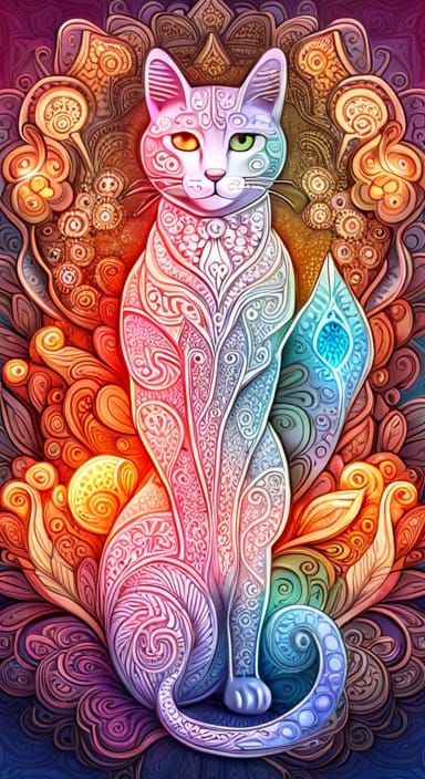 Filigree Crystal Cat with Flowers and Gems