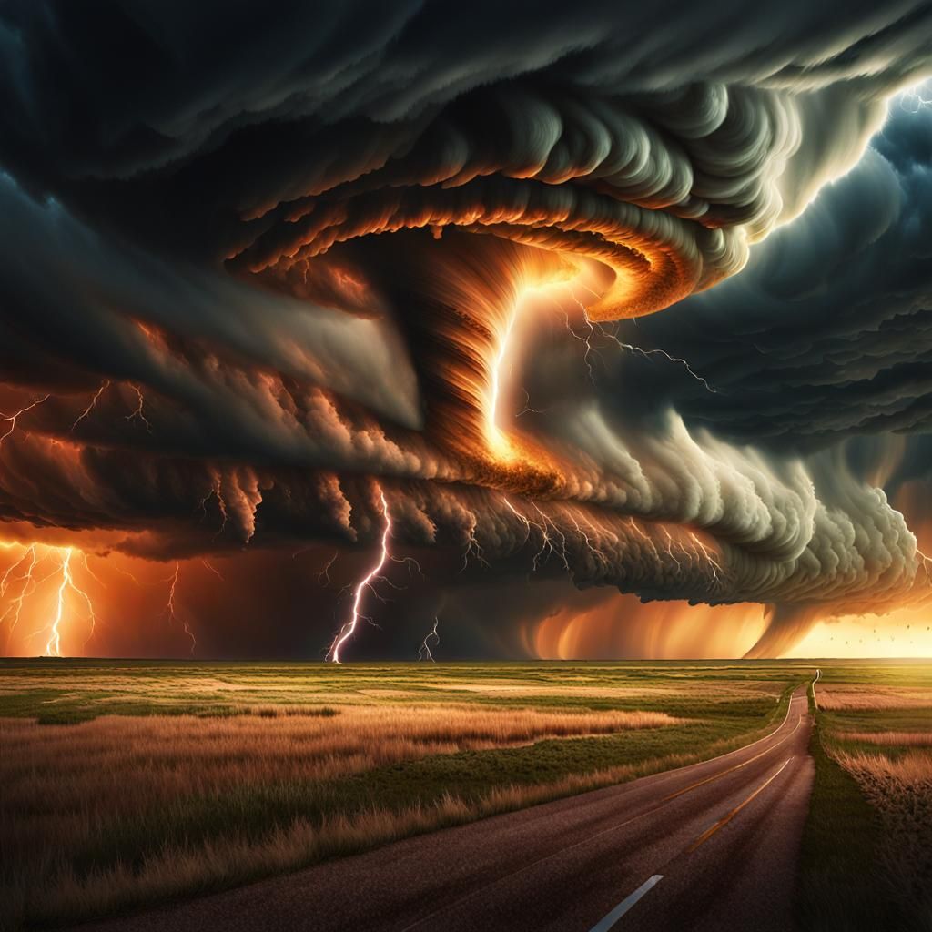 Dramatic Tornado Sweeping Across Golden Plains