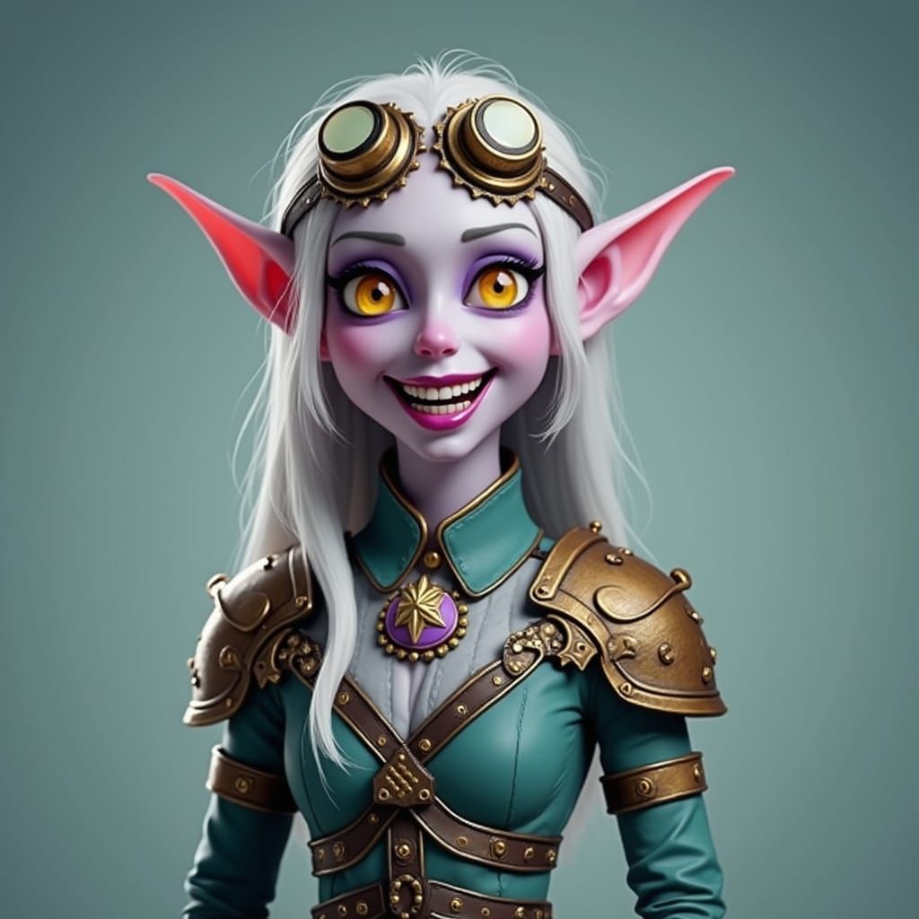 Steampunk Drow Elf Engine in Dark Fantasy Art
