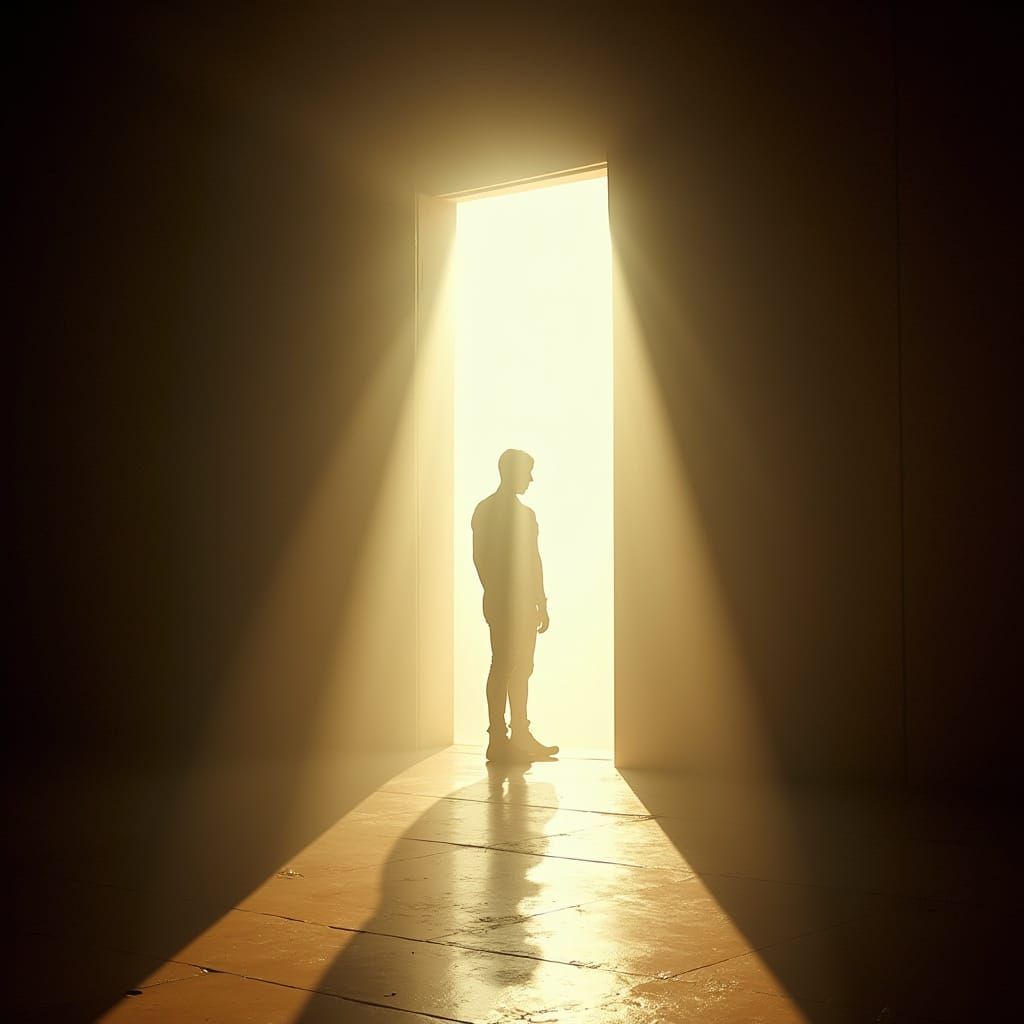 Cinematic Doorway Unveils Radiant White Light in 35mm Film A...