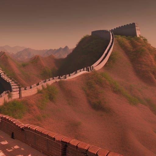 Great Wall of China on Mars: Detailed Matte Painting
