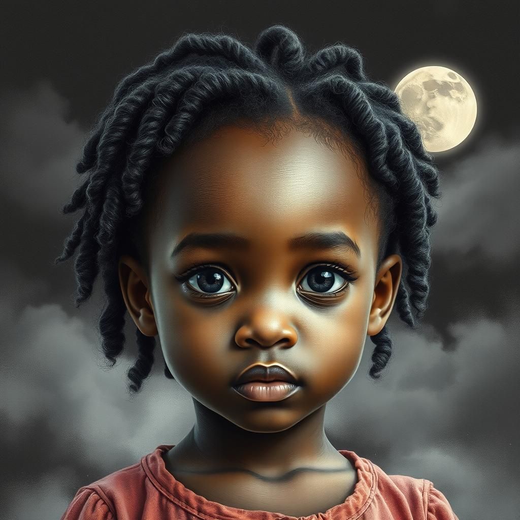 Hyperrealistic Portrait of African Girl in Charcoal Style