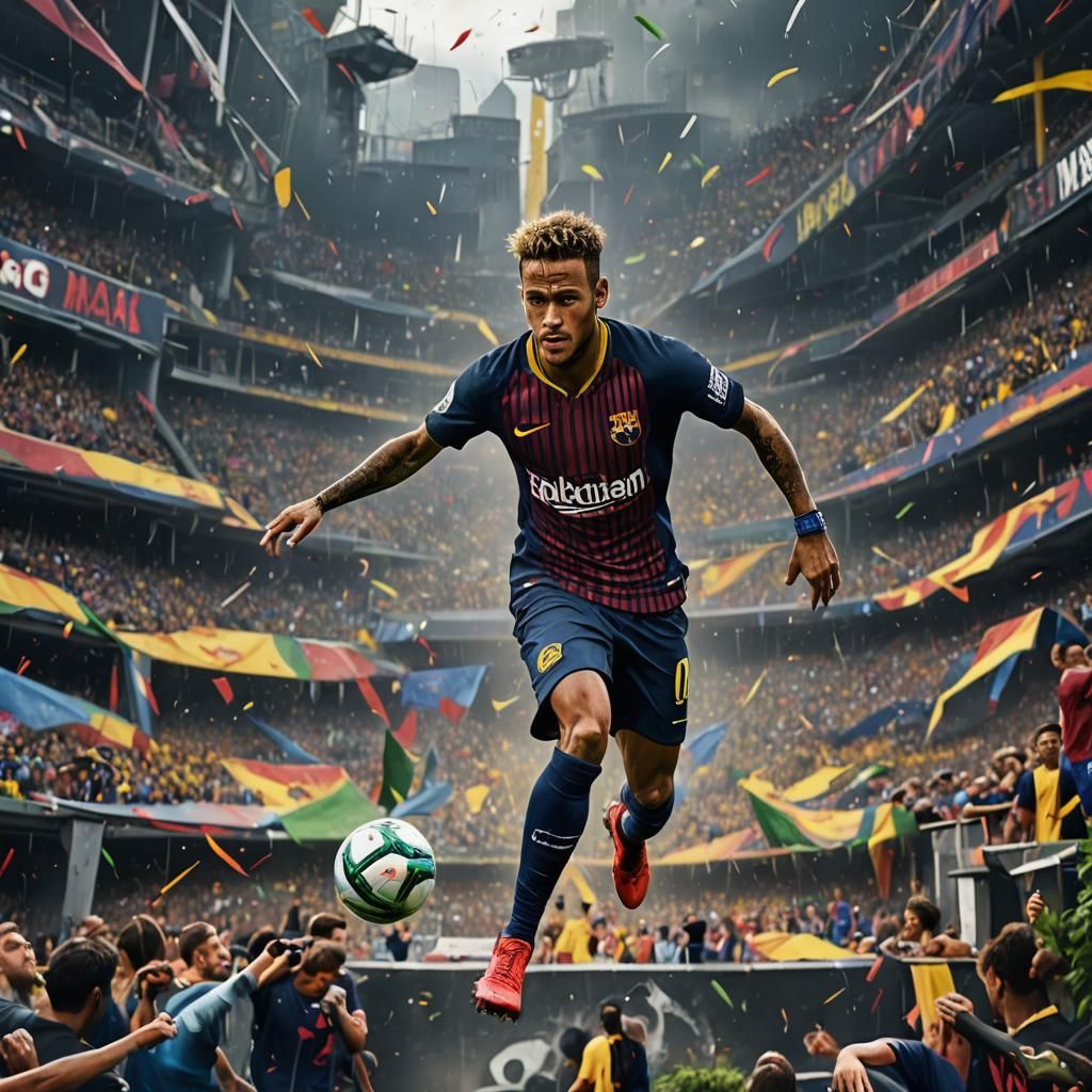 Detailed Matte Painting of Neymar in Unreal Engine 5